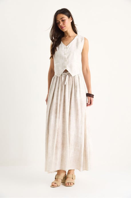 V-hals Vest en Maxi Rok Tweedelige Set - Image 4
