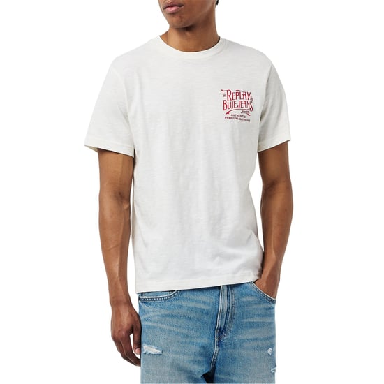 Replay Mannen Back Jeans Logo T-Shirt (Wit) - Image 3