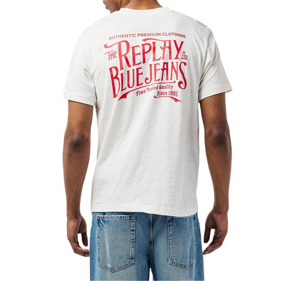 Replay Mannen Back Jeans Logo T-Shirt (Wit) - Image 4