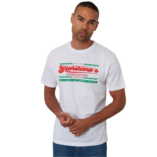 Threadbare Gebreid T-shirt voor heren met pizzaprint (Wit) - Image 2