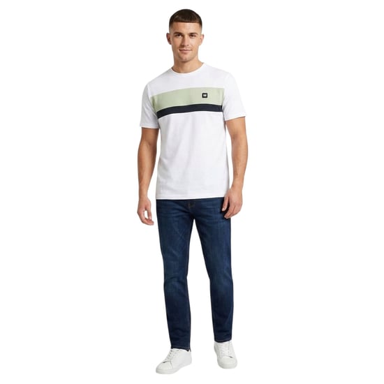 Weekend Offender Heren T-shirt met kruispatroon en strepen, normale pasvorm (Wit/Pepermint/Navy) - Image 1