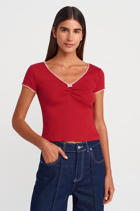 Dames Katoenen Crop Blouse met Volants - Image 1