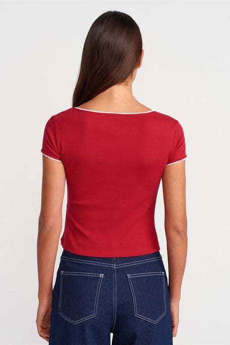Dames Katoenen Crop Blouse met Volants - Image 2