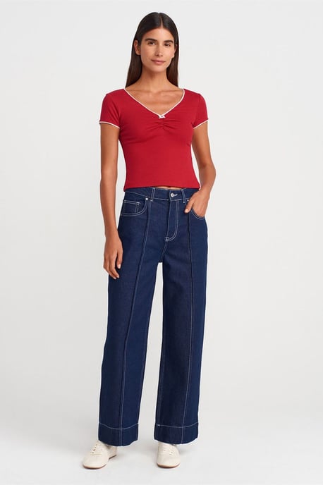 Dames Katoenen Crop Blouse met Volants - Image 4