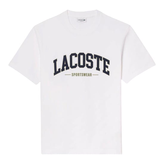 Lacoste Unisex Gebogen Logo T-shirt voor volwassenen (Wit) - Image 1