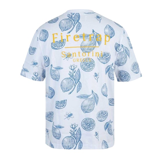 Firetrap Heren Lemon All-Over Print Oversized T-Shirt (Wit) - Image 2