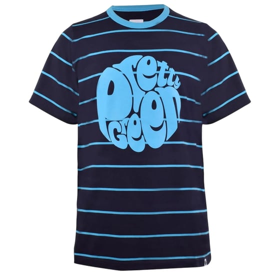 Pretty Green Heren-T-shirt met strepen en logo (Blauw) - Image 1