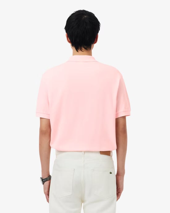 Lacoste Basic Logo Pique Regular Fit Polo Shirt Pale Pink - Image 5