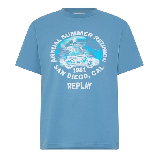 Replay Heren Motorfiets Katoen Normaal T-Shirt (Blauw) - Image 2