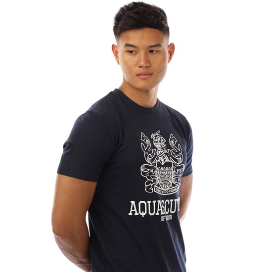 Aquascutum Heren Schild Logo Crew Neck T-shirt (Marineblauw/Wit) - Image 3