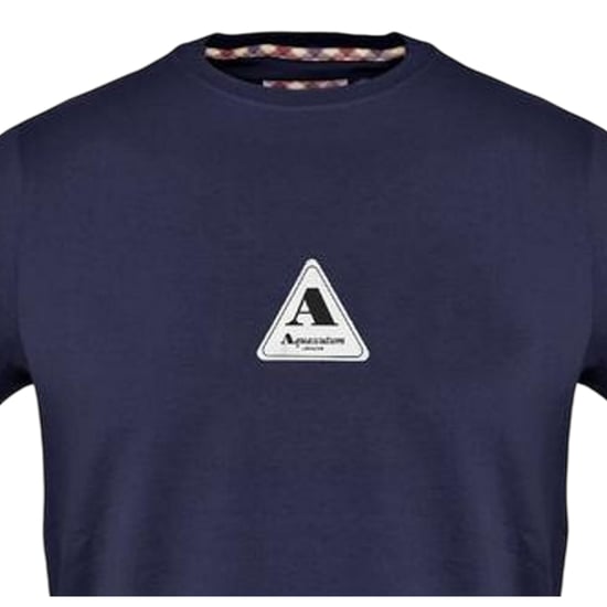 Aquascutum Heren-T-shirt met logo en ronde hals (Marine) - Image 3