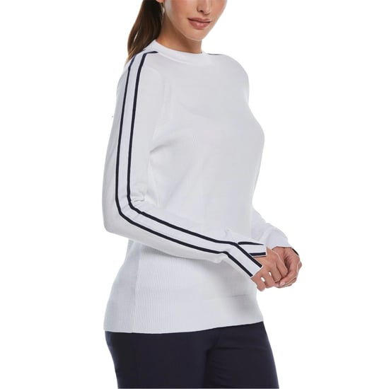 Callaway Gestreepte trui met hoge kraag voor dames (Helder wit) - Image 3