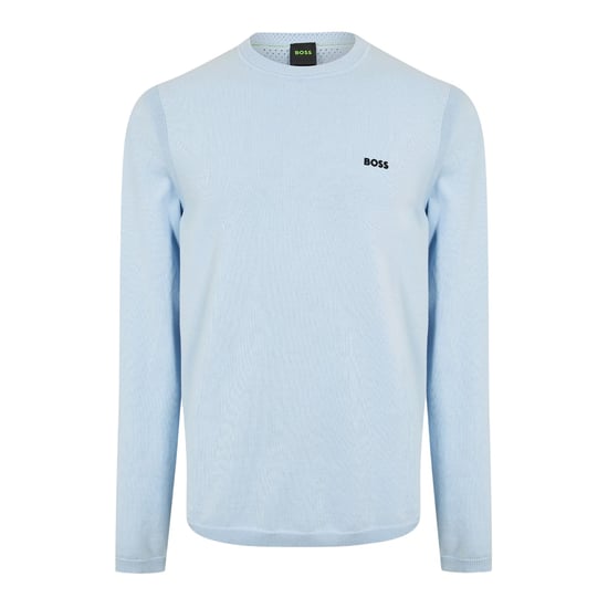 Boss Heren Geborduurde Logo Crew Hals Trui (Blauw) - Image 1