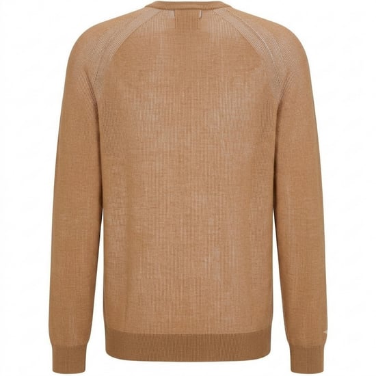 Boss Fijn gebreide raglantrui voor heren (Medium Beige) - Image 2