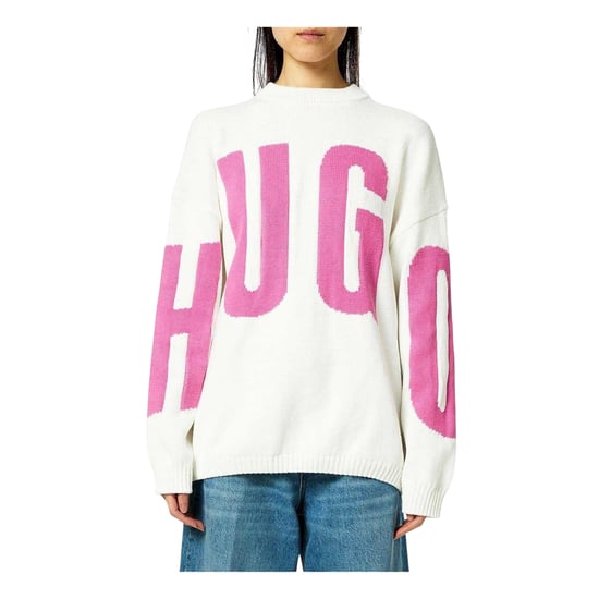 Hugo Dames/Dames Crew Hals Relaxed Fit Trui met Lange Mouwen (Natuurlijk) - Image 3