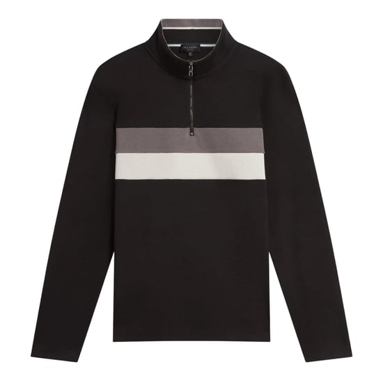 Ted Baker Heren Quarter Zip Fleece Top (Zwart) - Image 1