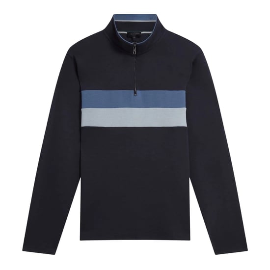 Ted Baker Heren Quarter Zip Fleece Top (Marine) - Image 1