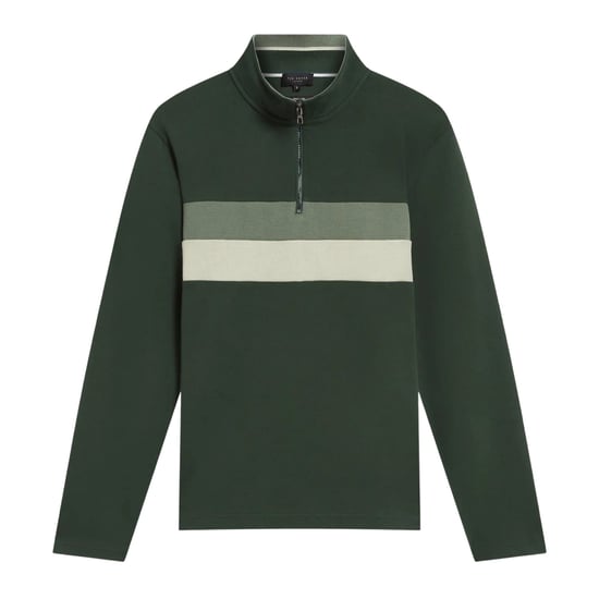Ted Baker Heren Quarter Zip Fleece Top (Groen) - Image 1