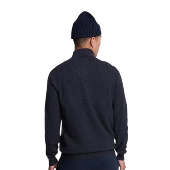 Lyle & Scott Heren Geribbelde Zip Kraag Lange Mouwen Sweater Top (Marine Melange) - Image 2