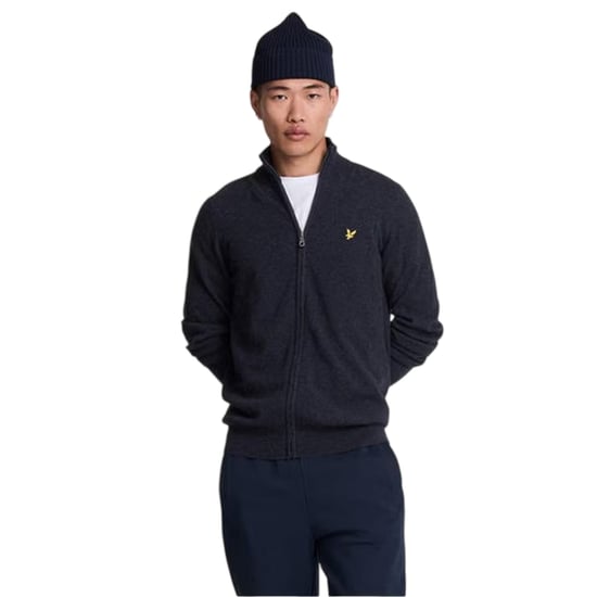 Lyle & Scott Heren Geribbelde Zip Kraag Lange Mouwen Sweater Top (Marine Melange) - Image 3