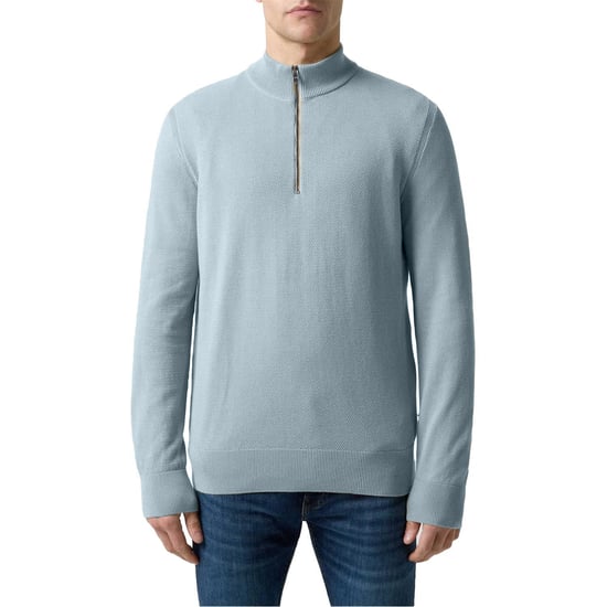Boss Heren Ebrando-P gebreide trui met halve rits (Pastelblauw) - Image 1