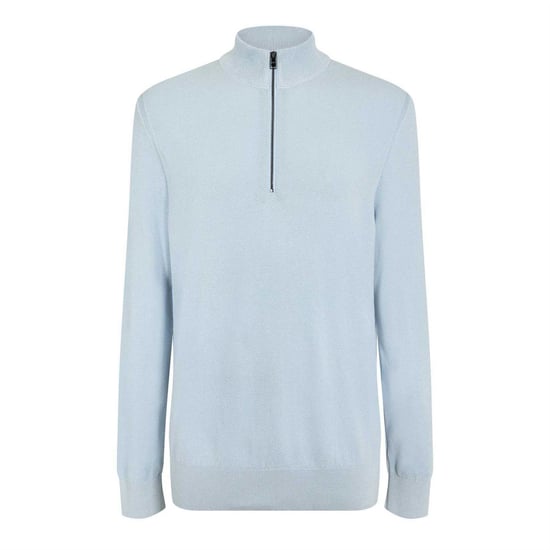 Boss Heren Ebrando-P gebreide trui met halve rits (Pastelblauw) - Image 2