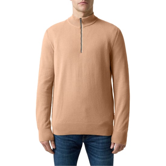 Boss Heren Ebrando-P gebreide trui met halve rits (Medium Beige) - Image 1