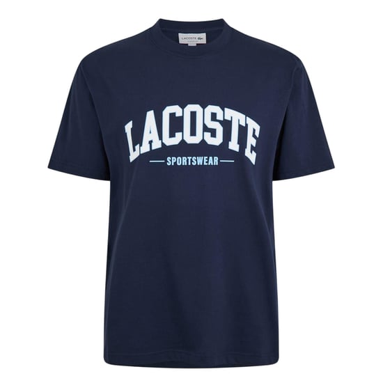 Lacoste Unisex Gebogen Logo T-shirt voor volwassenen (Marine) - Image 1