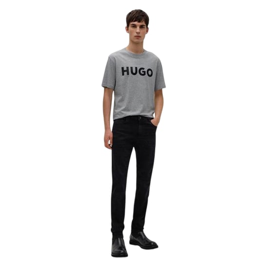 Hugo Heren-T-shirt met Dulivio-logo in contrasterende kleuren (Grijs/Zwart) - Image 3