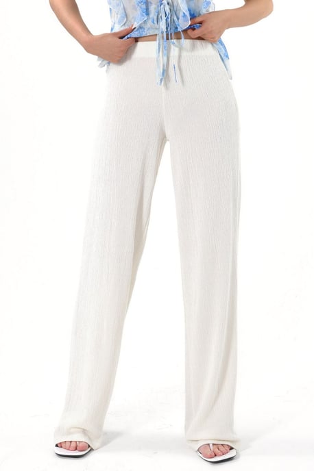 Hoge taille rechte pijpen crêpe broek met split - Image 1