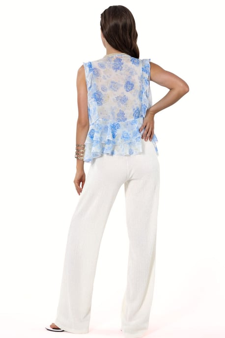 Hoge taille rechte pijpen crêpe broek met split - Image 4