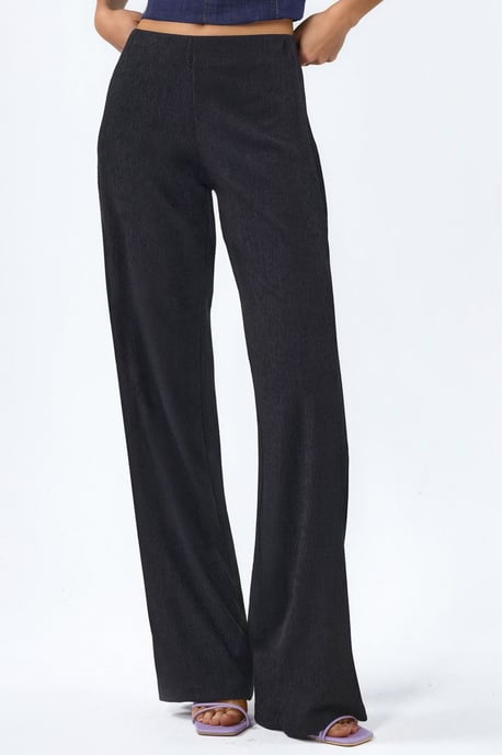 Hoge Taille Rechte Crepe Broek met Split - Image 1