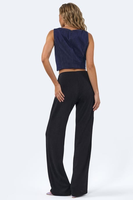 Hoge Taille Rechte Crepe Broek met Split - Image 3