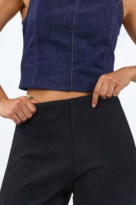 Hoge Taille Rechte Crepe Broek met Split - Image 4