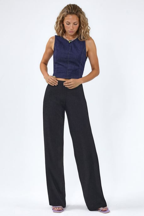 Hoge Taille Rechte Crepe Broek met Split - Image 5
