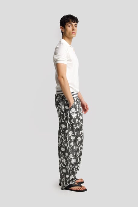 Heren Katoenen Bloemige Breipantalon - Image 4