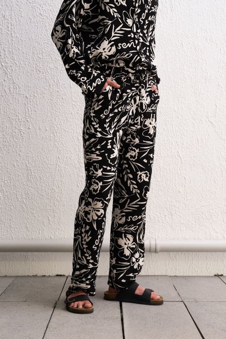 Heren Katoenen Bloemige Breipantalon - Image 1