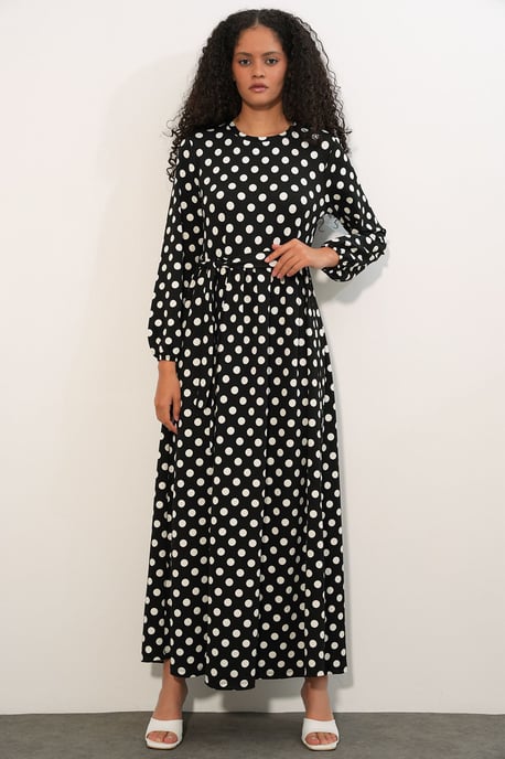 Bloemrijke Maxi Trui Jurk met Strikdetail - Image 1