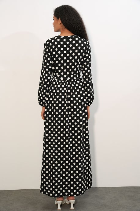 Bloemrijke Maxi Trui Jurk met Strikdetail - Image 6