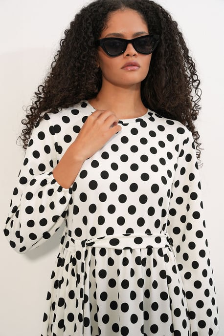 Floral Crewlijf Maxi Brei Jurk met Strikdetail - Image 3