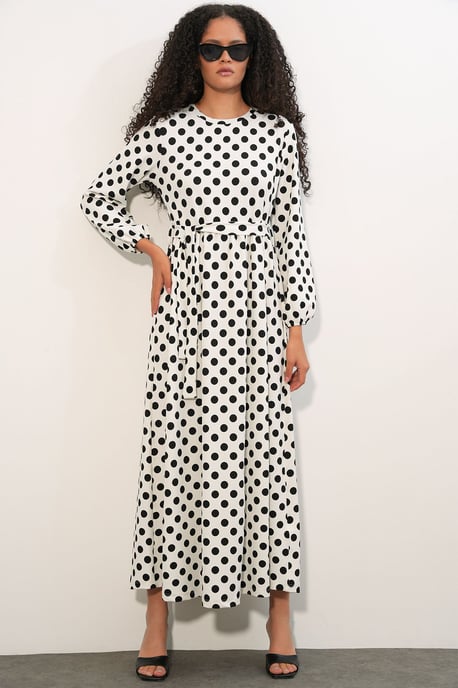 Floral Crewlijf Maxi Brei Jurk met Strikdetail - Image 4