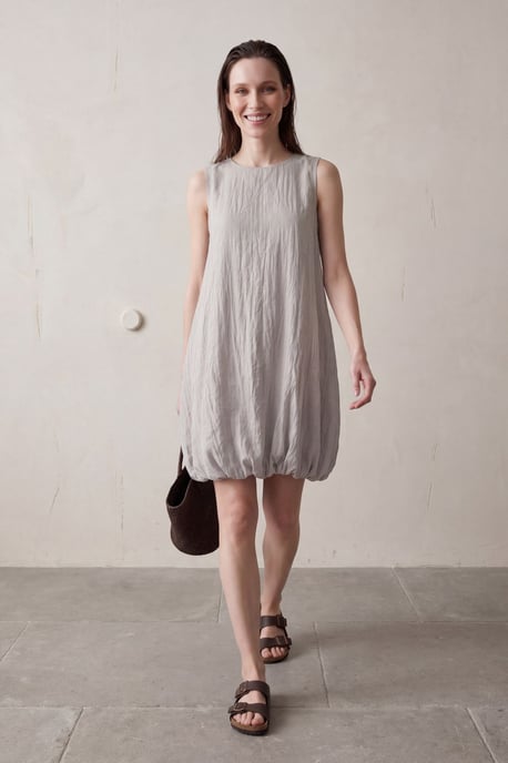 Losse Mini-jurk in Textured Lyocell - Image 1