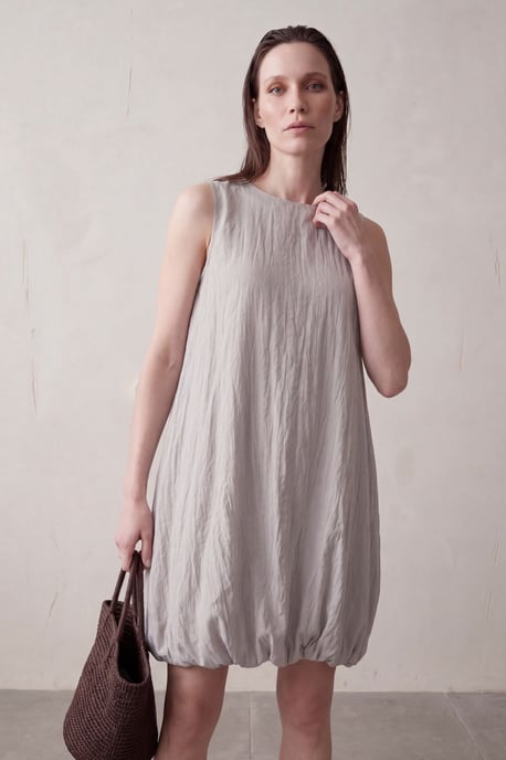 Losse Mini-jurk in Textured Lyocell - Image 4