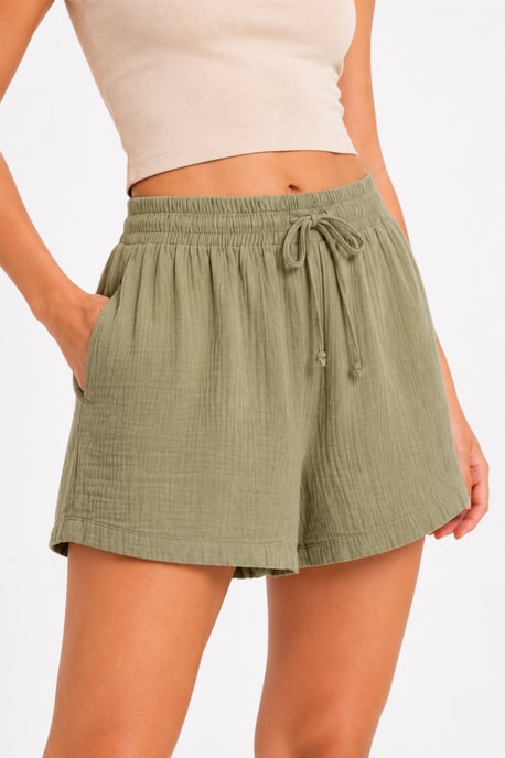 Hoge Taille Structuur Wijde Shorts - Image 3