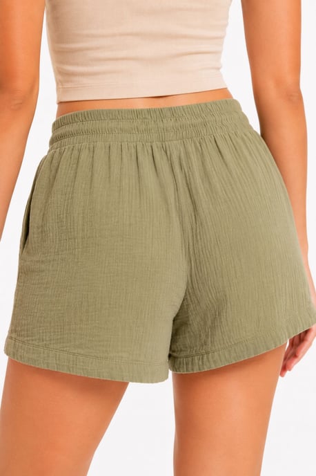Hoge Taille Structuur Wijde Shorts - Image 4