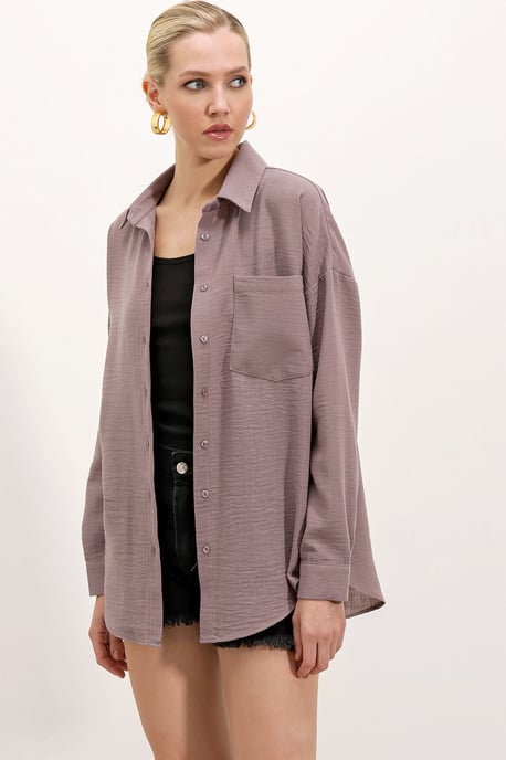 Linnen Gemixt Shirt met Knopen Sluiting - Image 3
