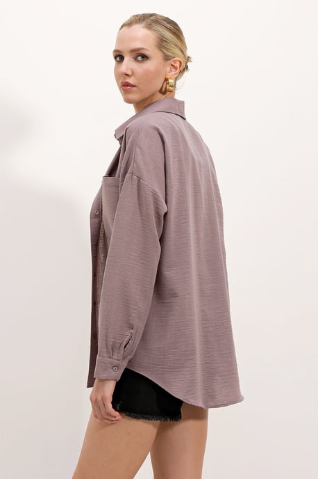Linnen Gemixt Shirt met Knopen Sluiting - Image 5