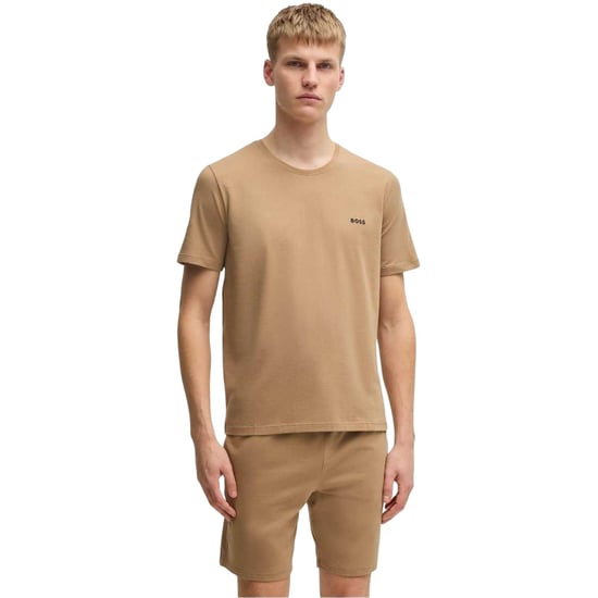 Boss Heren T-shirt met ronde hals en korte mouwen in mix-and-match-stijl (Beige) - Image 3