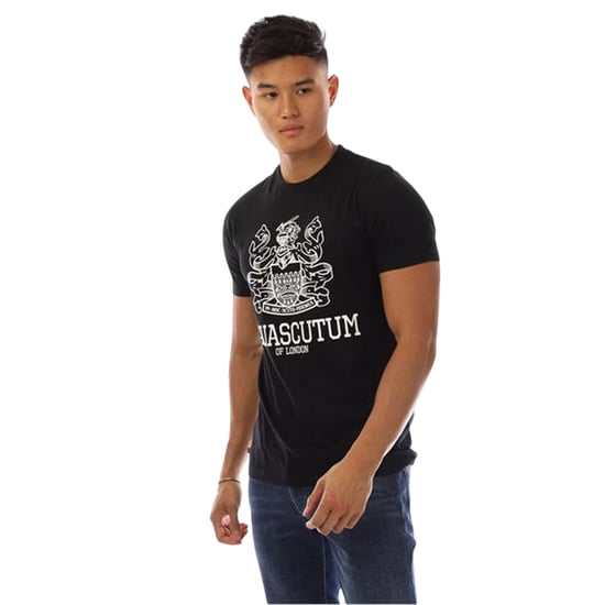 Aquascutum Mannen Shield Logo Crew Neck T-Shirt (Zwart/Wit) - Image 1