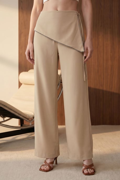 Hoge taille wijde broek van crêpe - Image 2